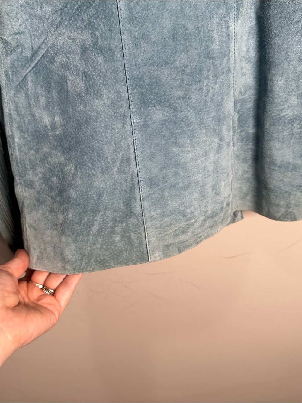 Denim&Co Light Blue Suede Fringe Jacket - Picture 6 of 7